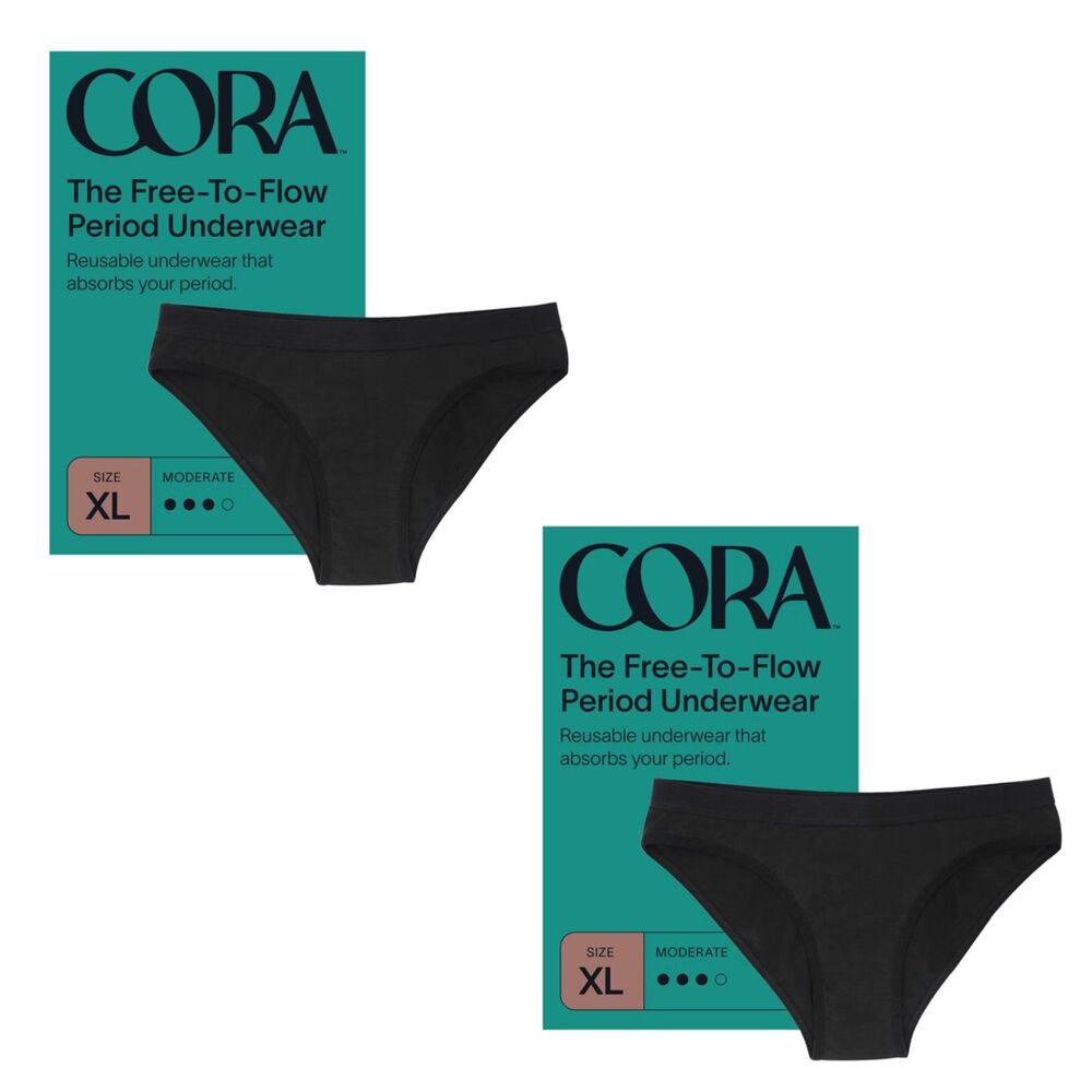 NEW CORA Black Bikini Reusable Period Panties Underwear XXL 2X